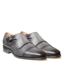 welted Benevolent Spanish grey Monk Strap Shoes