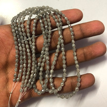 TJC Natural Gray Diamond Oval Barrel Faceted Beads, Color : Picture