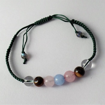 Multi color gemstone round bead bracelet, Size : Adjustable Size