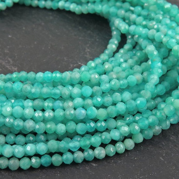 Natural amazonite micro faceted beads, Size : 2-2.50 mm