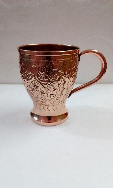 EMBOSSED COPPER TUMBLER WITH STRAW