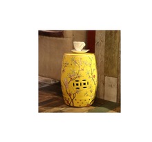 Yellow enamel Drum side table