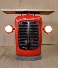 Reclaimed Wood + Iron Metal Antique Tractor Console Table