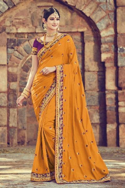 Designer Orange Sarees