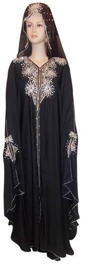 Solid Georgette Hijab Moroccan Kaftan Dress, Occasion : Formal