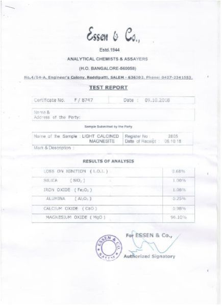 Light Calcined Magnesite LCM 96+ MgO, Shape : Lumps
