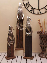 Metallic Wooden and Metal Santa Clause Figurine