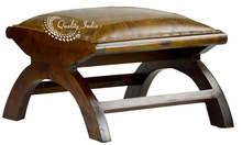 Small Antique Style Leather Seat Stool, Style : Chesterfield Sofa