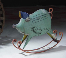 Swing Greyish Metallic Pig Decorative Stylish Figurine