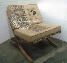 Jute Cushioned Wooden Reclining Chair