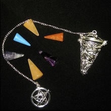 Crystals supply Gemstone Chakra Pentagrams Pendulums, for Dowsing