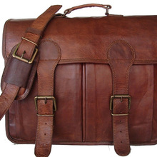 Prastara Genuine Leather Messenger Bag Brown Satchel, Gender : Men