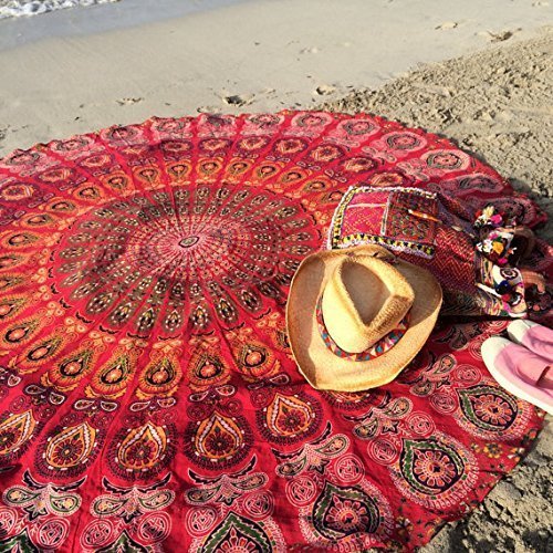100% Cotton Bohemian Roundie Tapestry, for Beach blanket, Pattern : Printed