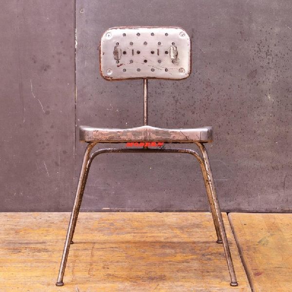 Industrial and vintage iron metal & solid wood retro Dining Chair