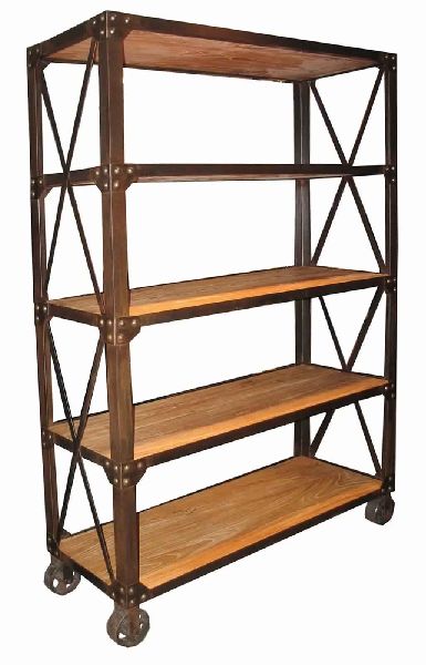Industrial Metal and Wooden Shelf, Size : 120x45x180 cm