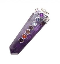 Amethyst Flat Chakra Pendants