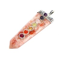 Wand Gemstone Sunstone Flat Stick Pendant, for feng shui, Technique : Hand Made