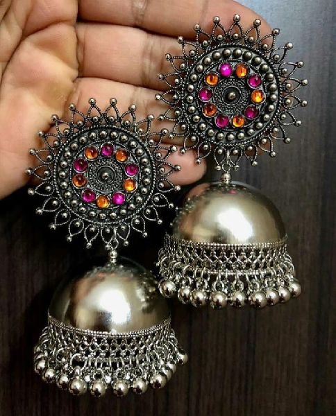 Polished Afghan Metal Jhumki, Color : Silver