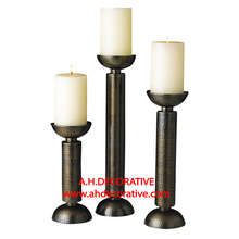 A.H. Decorative Metal Bronze Pillar Candle Holder, for Weddings