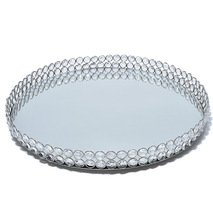 Crystal mirror tray, Size : D 40 cm