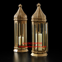 A.H. Decorative Metal Gold Moroccan Lantern, for Home Decoration