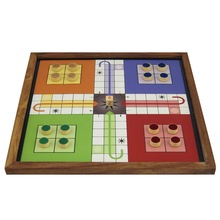 Wood Ludo Board Games Set, Size : 9.75 inches x 9.75 inches.