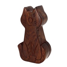 Mystery Box Puzzle Wood Toy Cat