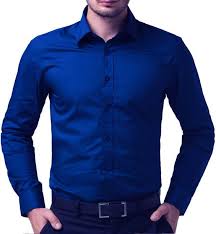 Mens Plain Blue Formal Shirt, for Anti-Wrinkle, Breathable, Eco-Friendly, Size : XL