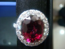 Diamond Ring with Rhodolite Garnet, Occasion : Anniversary, Gift, Party