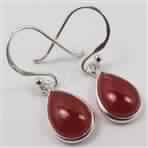 Elegant Drop Earrings Genuine CARNELIAN Pear Gemstones 925 Sterling Silver