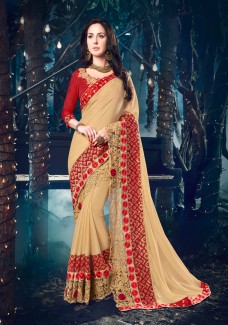 Beige Color Georgette Saree