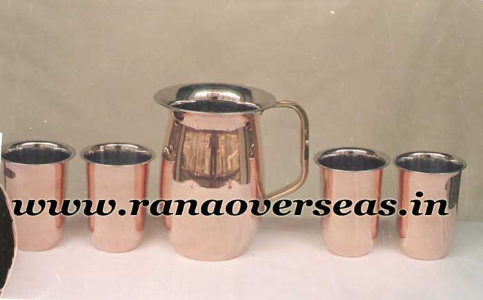 copper jug with glass