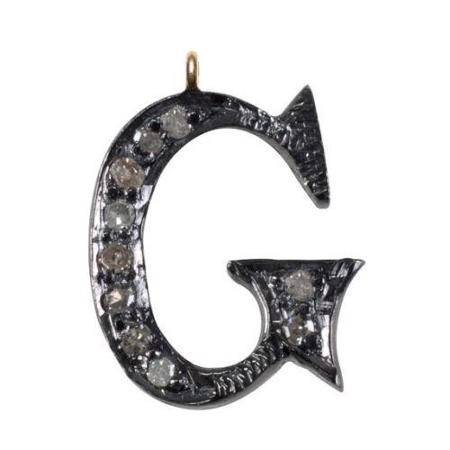 14k Gold Attractive G For Gun Pave Diamond Alphabet G Locket Letters Charm\\'s