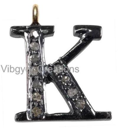 14k Gold Attractive K For Kite Pave Diamond Alphabet K Locket Letters Finding