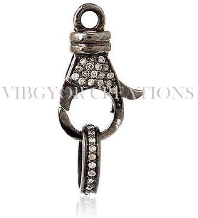 925 Sterling Silver Pave Diamond Beautiful finding Clasp lock