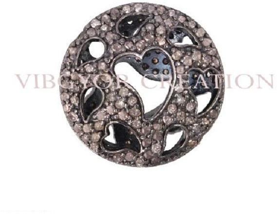 Pave Diamond 925 Sterling Silver Heart Design Spacer Bead Fashion Jewelry