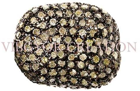 Pave Diamond Cushion Shape Bead