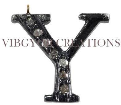 14K GOLD ATTRACTIVE Y TEXT ALPHABET CHARM PENDANTS