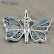 Butterfly Style Meena Silver Sterling Pendant, Inlay Jewelry