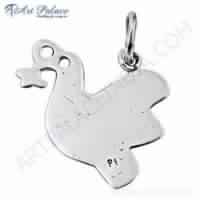 Cute Bird Shape Silver Pendant, Size : 14×20 mm