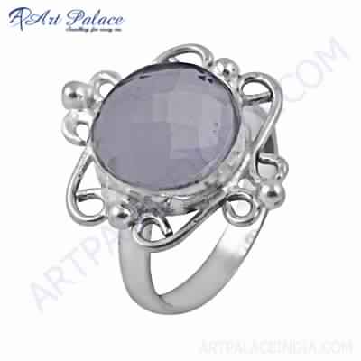 Designer Rainbow Moonstone German Silver Ring, Size : 5 US