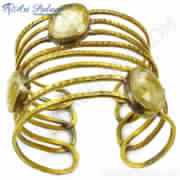 Feminine Unique Design Golden Rutil Gemstone Bangle