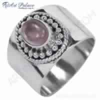 Hot! Dazzling Rose Quartz Gemstone Silver Ring