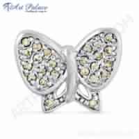 Pretty Butterfly Pitch Zirconia Gemstone Silver Pendant