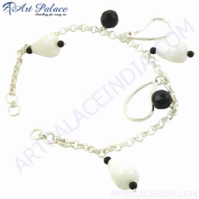 Romantic Gemstone Silver Bracelet., Size : 7 inch