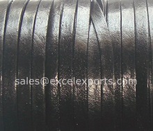 Flat Leather Cords, Color : Black