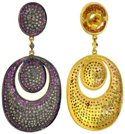 Yellow Gold Dangle Earrings Handmade New Jewelry