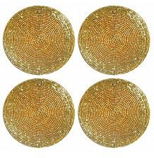 Round Gold Beaded Coaster, Size : 4 inches