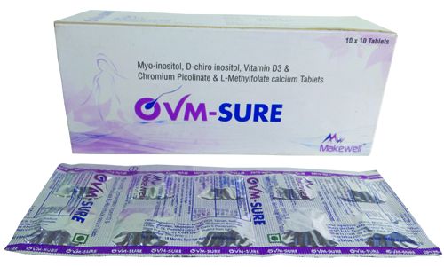 OVM-Sure Tablets Myo-inositol, D-chiro inositol, l-methylfolate, vitamin D3, Chromium Picolinate mouth dissolving tablet