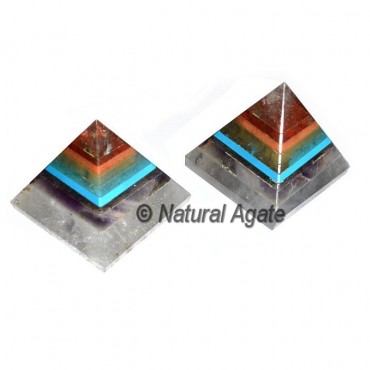 Bonded Chakra Quartz Pyramids